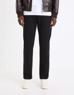 Chino straight broek van stretchkatoen - zwart