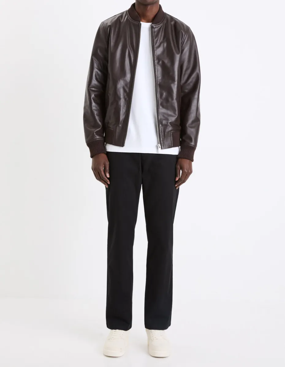 Chino straight broek van stretchkatoen - zwart