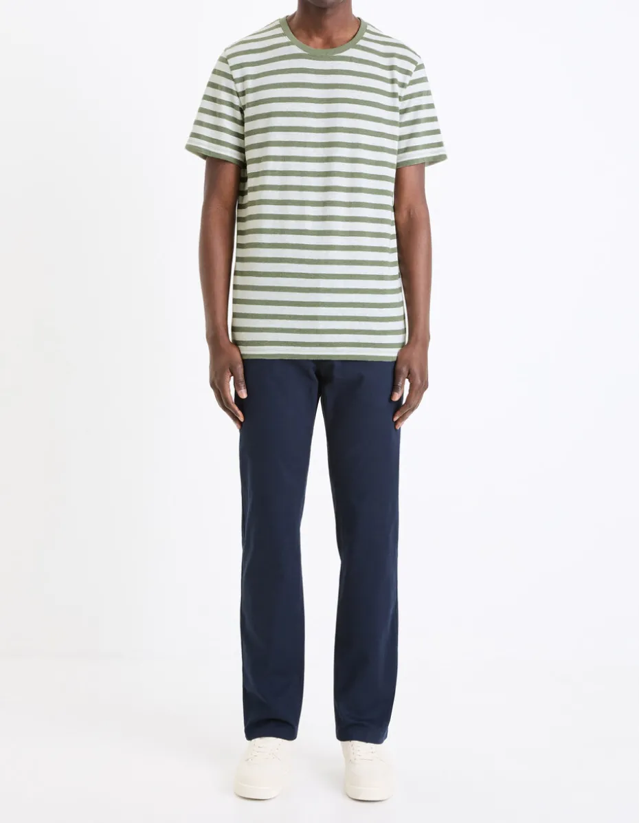 Chino straight broek van stretchkatoen - marine