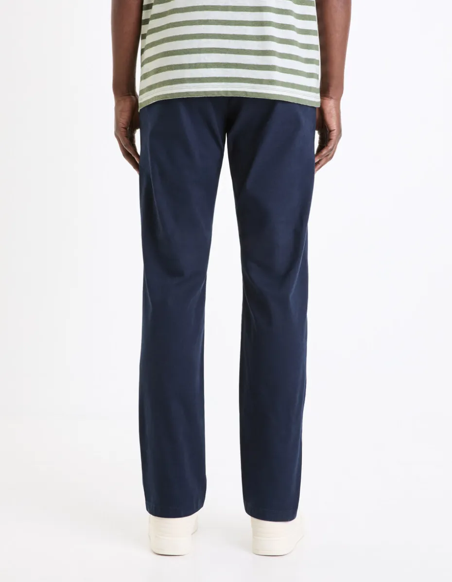 Chino straight broek van stretchkatoen - marine