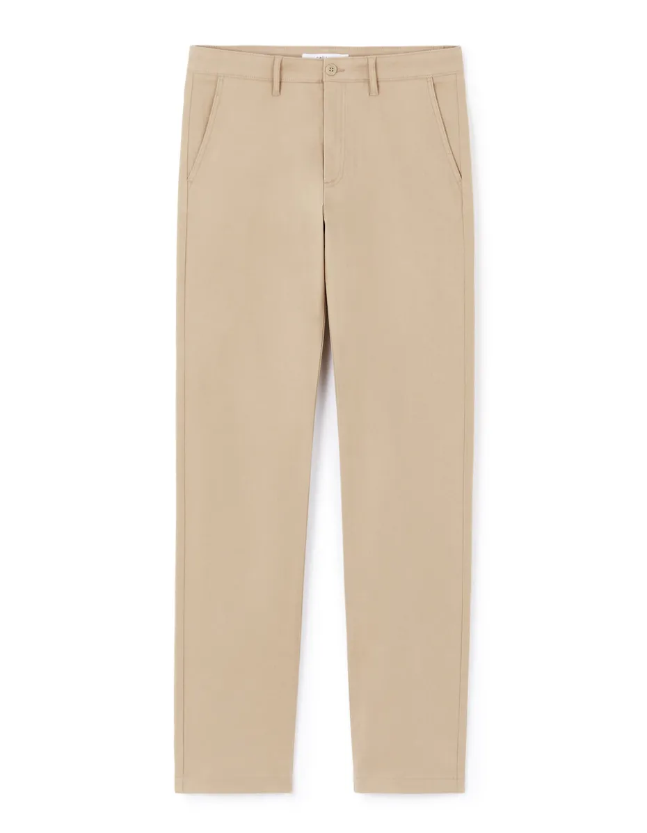 Chino straight broek van stretchkatoen - beige