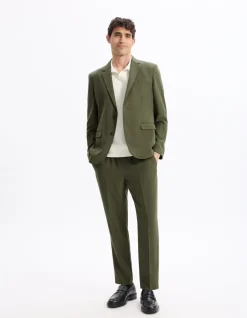 Colbert van Lyocell en linnenmix - kaki