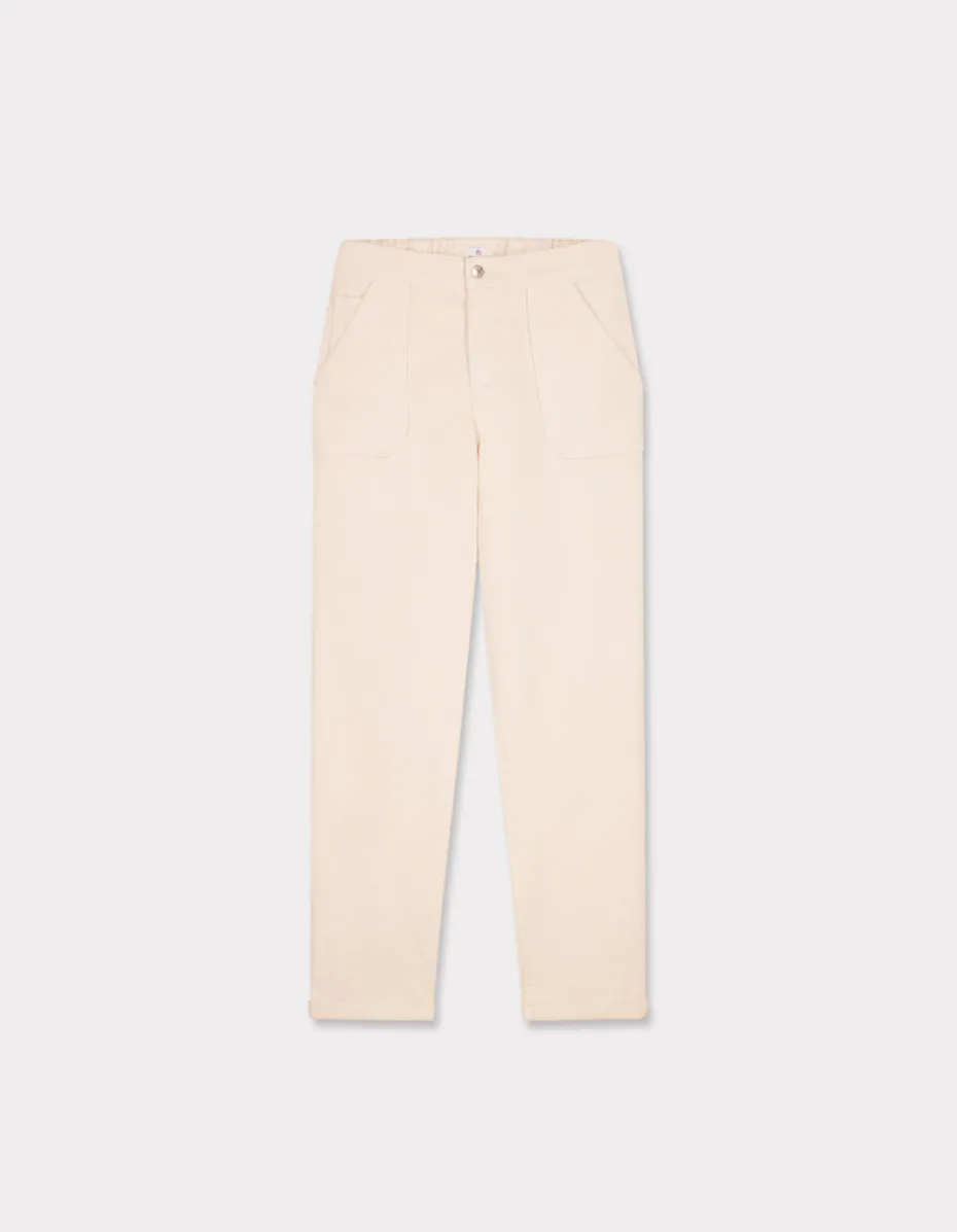 Comfortabele chino met elastische taille - beige