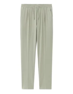 Comfortabele rechte stretch canvas broek - saliegroen