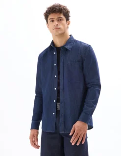 Denim hemd regular fit 100% katoen - marineblauw