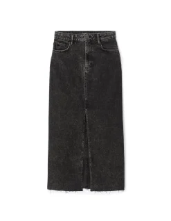 Denim rok met split - donkergrijs