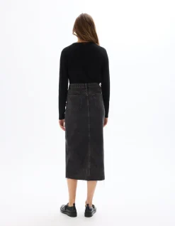 Denim rok met split - donkergrijs