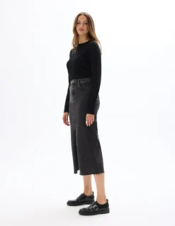 Denim rok met split - donkergrijs