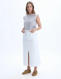 Denim rok met split - wit