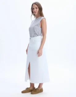 Denim rok met split - wit