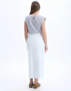 Denim rok met split - wit