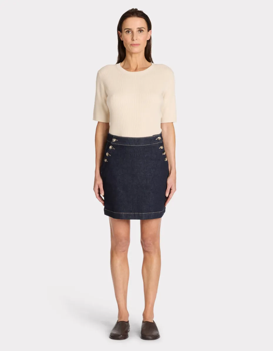 Denimrok met decoratieve knopen - denim