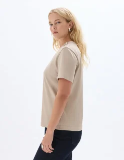 Dik katoenen T-shirt geknoopt - beige