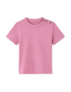 Dik katoenen T-shirt met knopen - roze