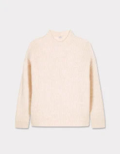 Dikke trui met ronde hals - beige