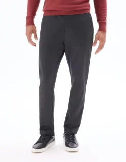 Donkergrijze jersey slim-fit chinobroek