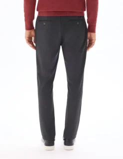 Donkergrijze jersey slim-fit chinobroek