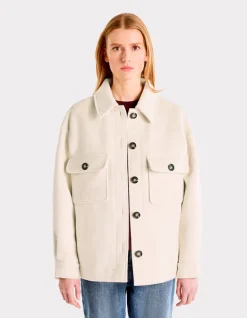 Donsjack met overhemdkraag - beige