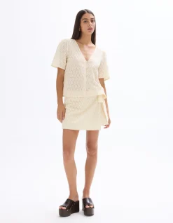 Doorknoopblouse van broderie anglaise - ecru