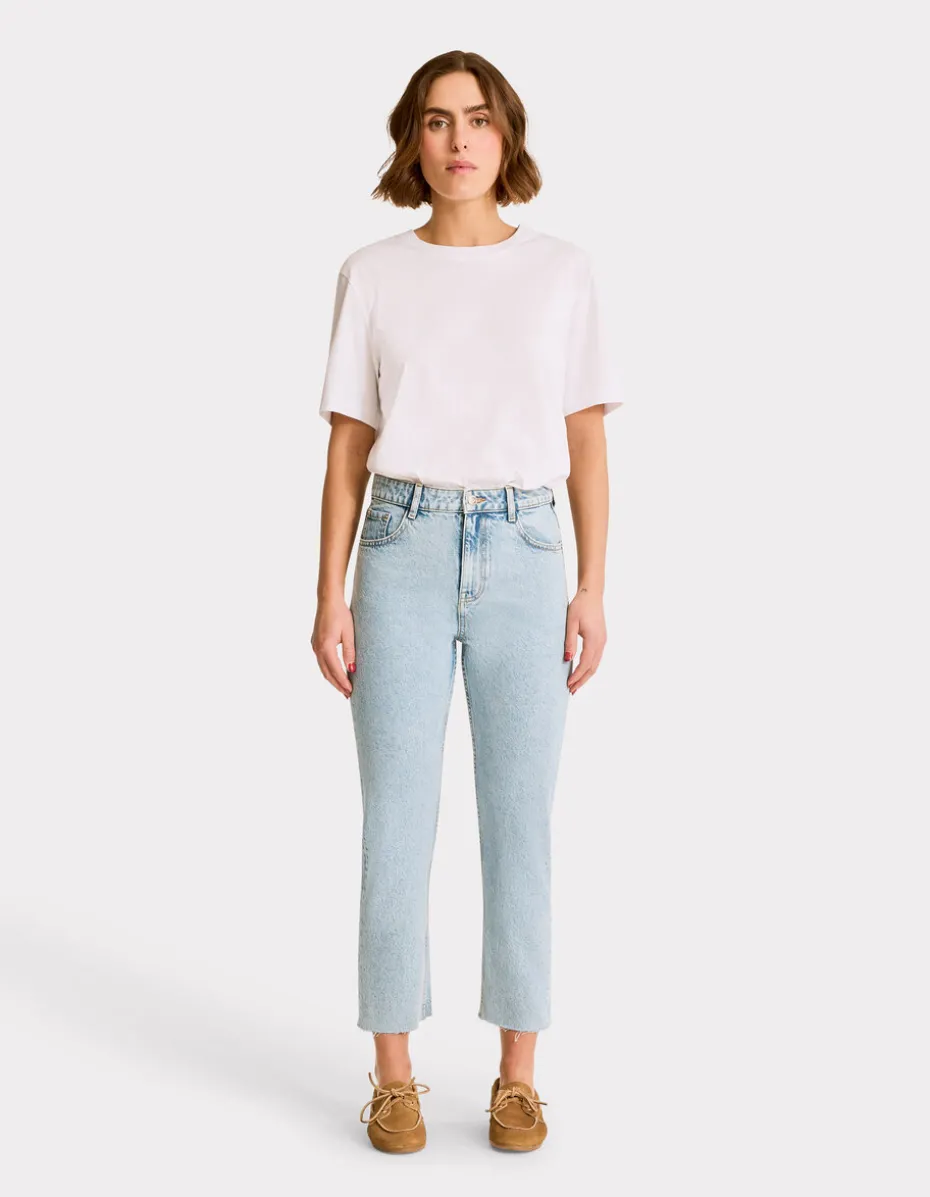 7/8e rechte jeans - gebleekt
