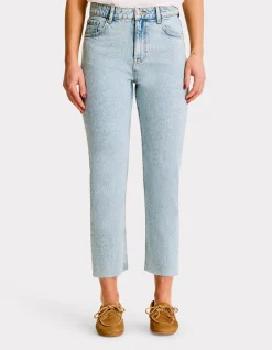 7/8e rechte jeans - gebleekt