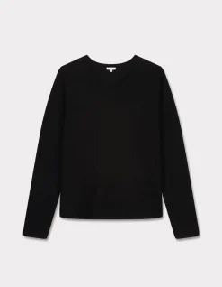 Ecovero soepele ronde hals viscose trui - zwart