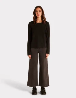 Ecovero soepele ronde hals viscose trui - zwart