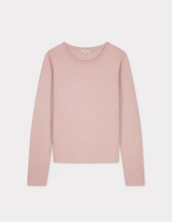 Ecovero soepele viscose trui met ronde hals - roze