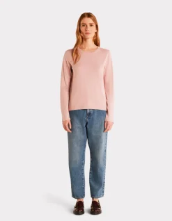 Ecovero soepele viscose trui met ronde hals - roze