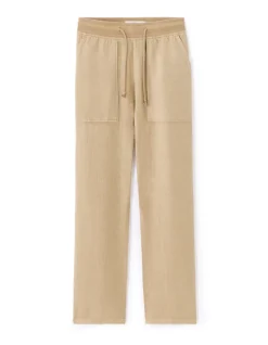 Effen 100% linnen broek - beige