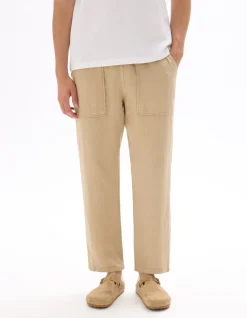 Effen 100% linnen broek - beige