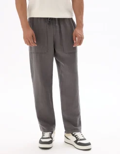 Effen broek 100% linnen - donkergrijs