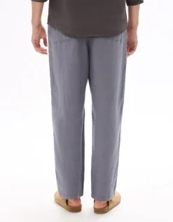 Effen broek 100% linnen - middenblauw