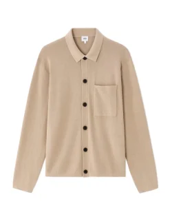 Effen gebreid overshirt - beige