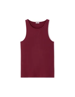 Effen geribbelde tanktop - bordeaux