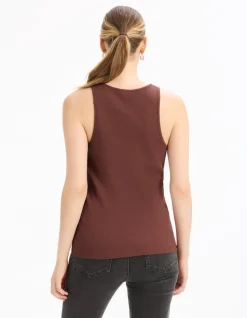 Effen geribde tanktop - roze