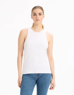 Effen geribde tanktop - wit