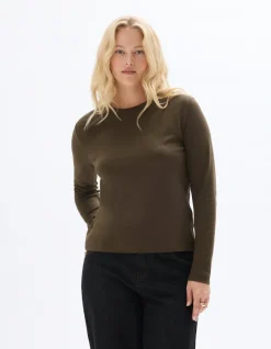Effen lange mouwen T-shirt - kaki