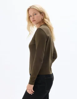Effen lange mouwen T-shirt - kaki
