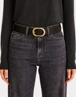 Effen leren riem - zwart