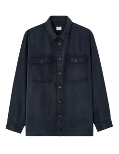Effen overshirt in 100% TENCEL™ Lyocell - marineblauw