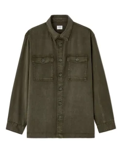 Effen overshirt van 100% TENCEL™ Lyocell - Kaki