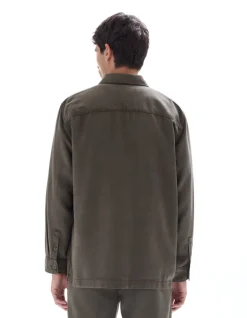 Effen overshirt van 100% TENCEL™ Lyocell - Kaki