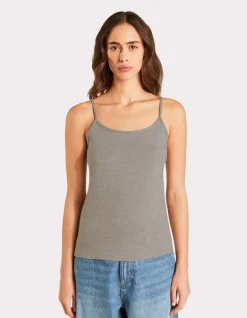 Effen tanktop met dunne bandjes - lichtgrijs