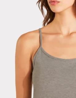 Effen tanktop met dunne bandjes - lichtgrijs