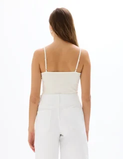 Effen tanktop met dunne bandjes - ecru