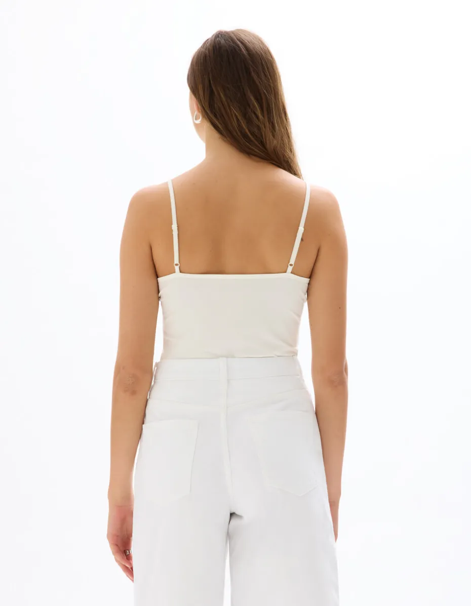 Effen tanktop met dunne bandjes - ecru