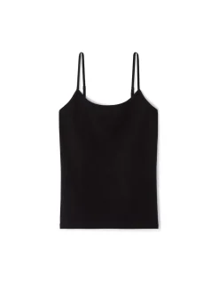 Effen tanktop met dunne bandjes - zwart