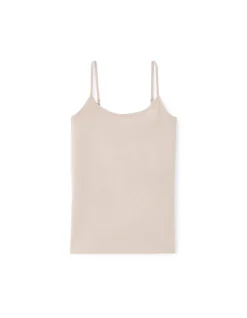 Effen tanktop met spaghettibandjes - beige