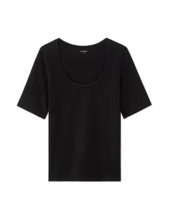 Effen T-shirt met ronde hals - Zwart